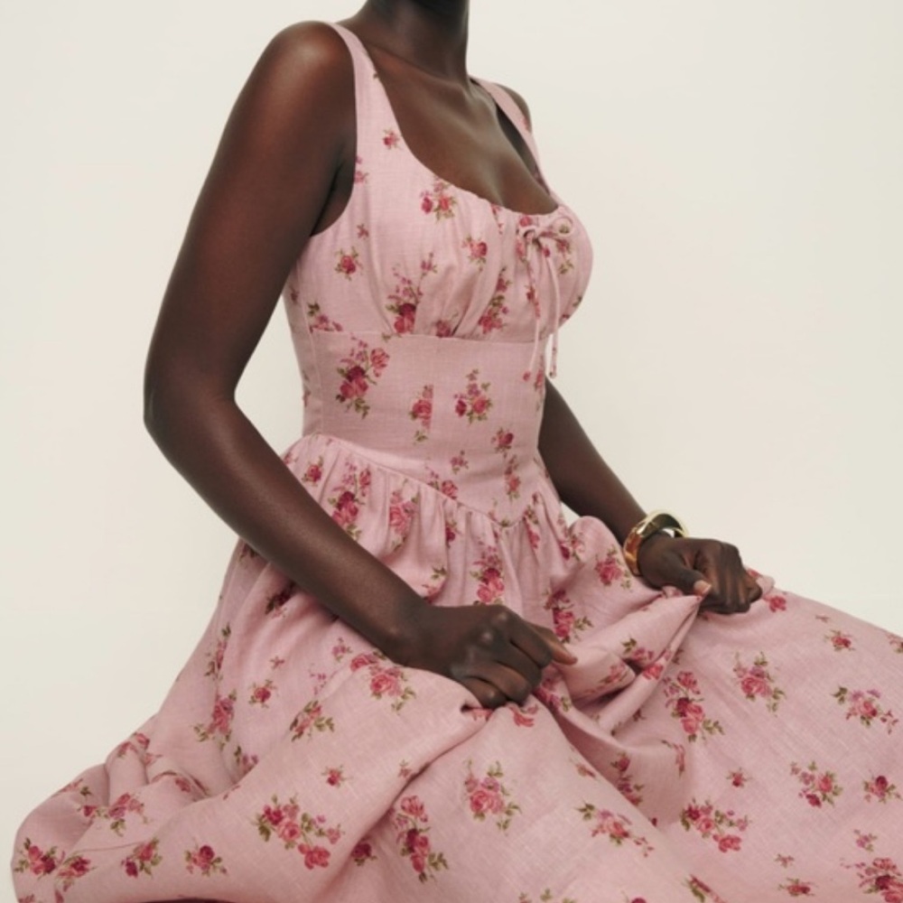 Reformation Balia Linen Dress in Tea Time Size 10